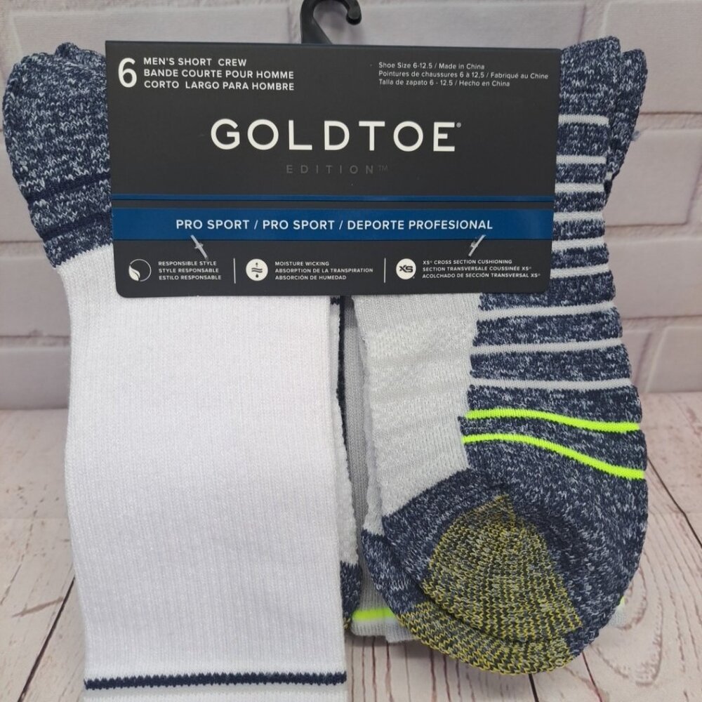 NEW GOLDTOE Edition‎ Men's Pro Sport Short Crew Socks, 6-Pack Size 6-12.5